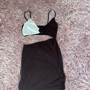 SHEIN brownXwhite dress 🤎 very grown & sexy 🍷
